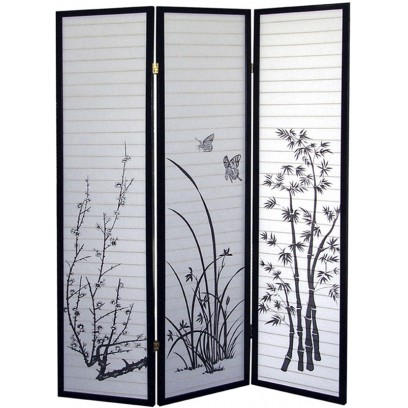 Floral 3 Panel Shoji Screen